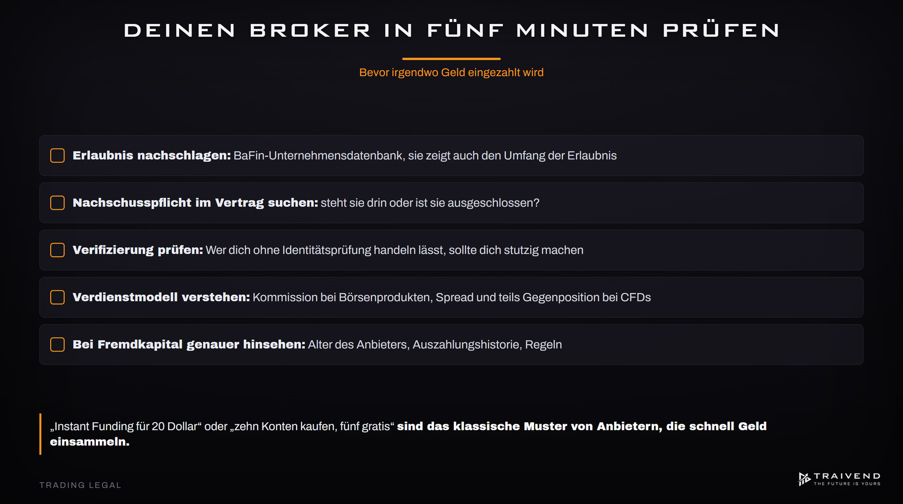 Broker in fünf Minuten prüfen: Erlaubnis, Nachschusspflicht, Verifizierung, Verdienstmodell und Fremdkapital-Angebote
